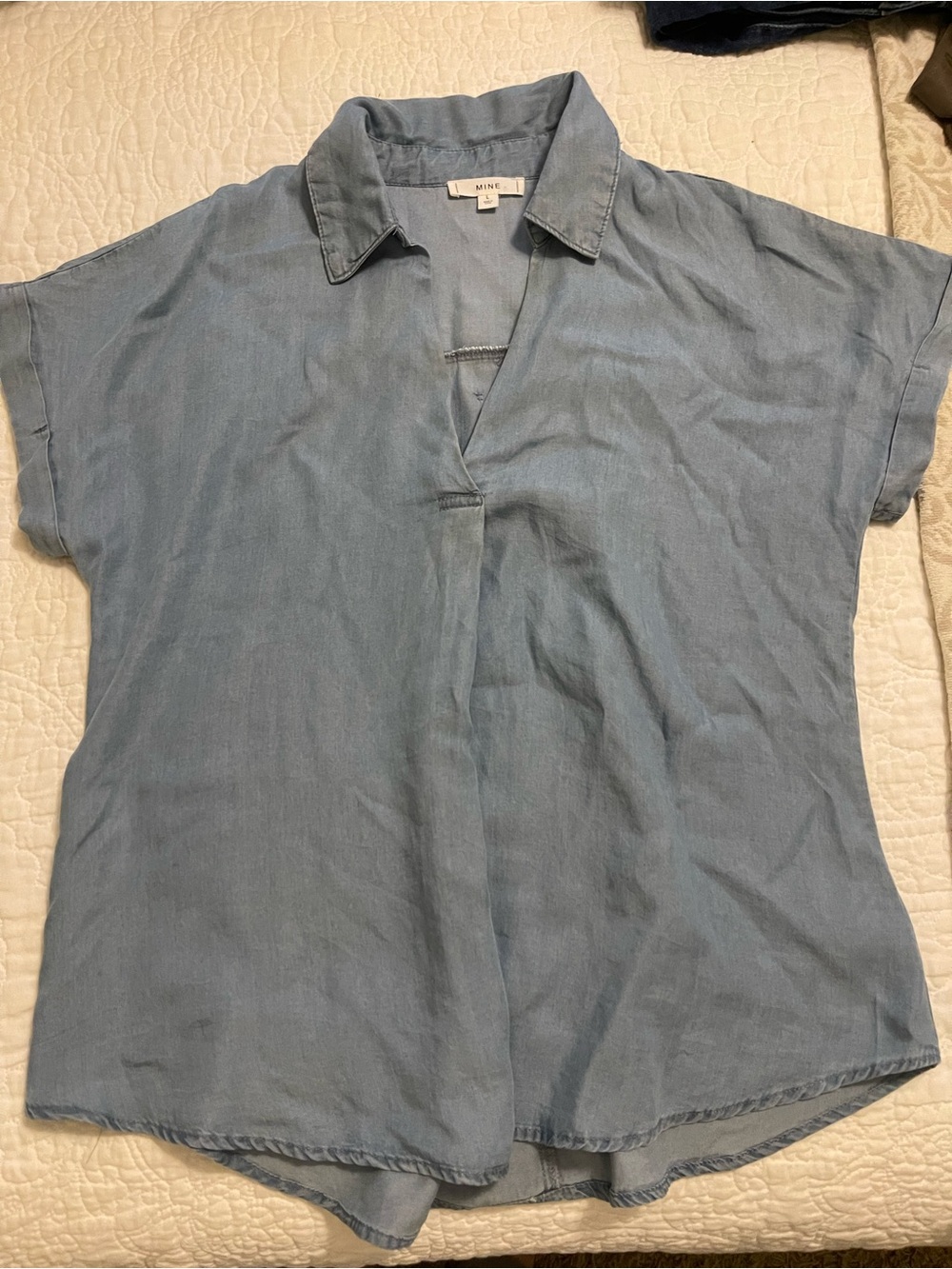 mine Pale Blue Short-Sleeve Collared Shirt